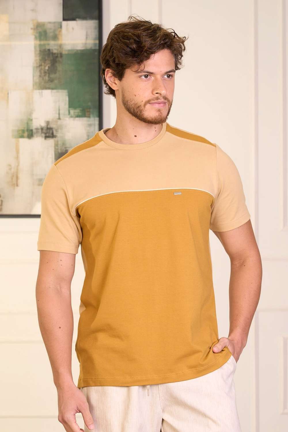 CAMISETA EM COTTON COM VIVO - 2301703
