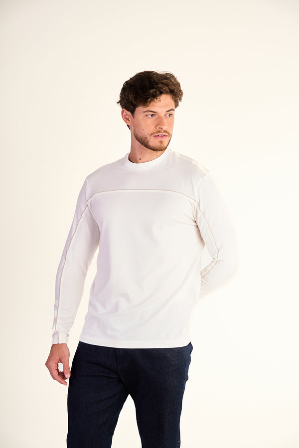 CAMISETA ML EM COTTON RECORTADA