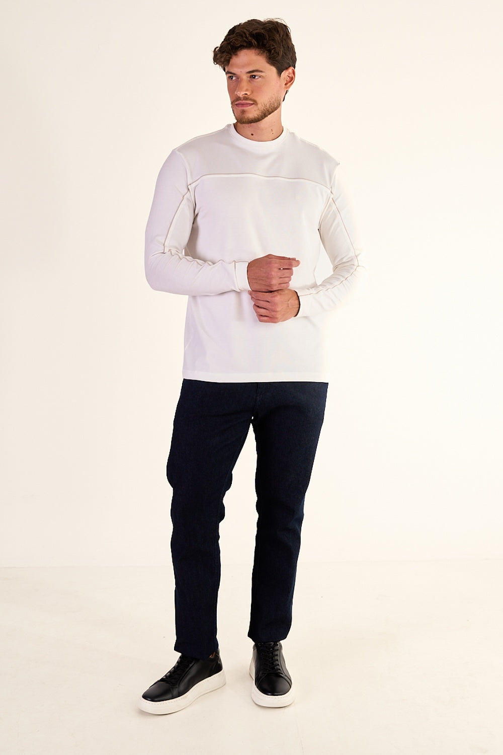 CAMISETA ML EM COTTON RECORTADA