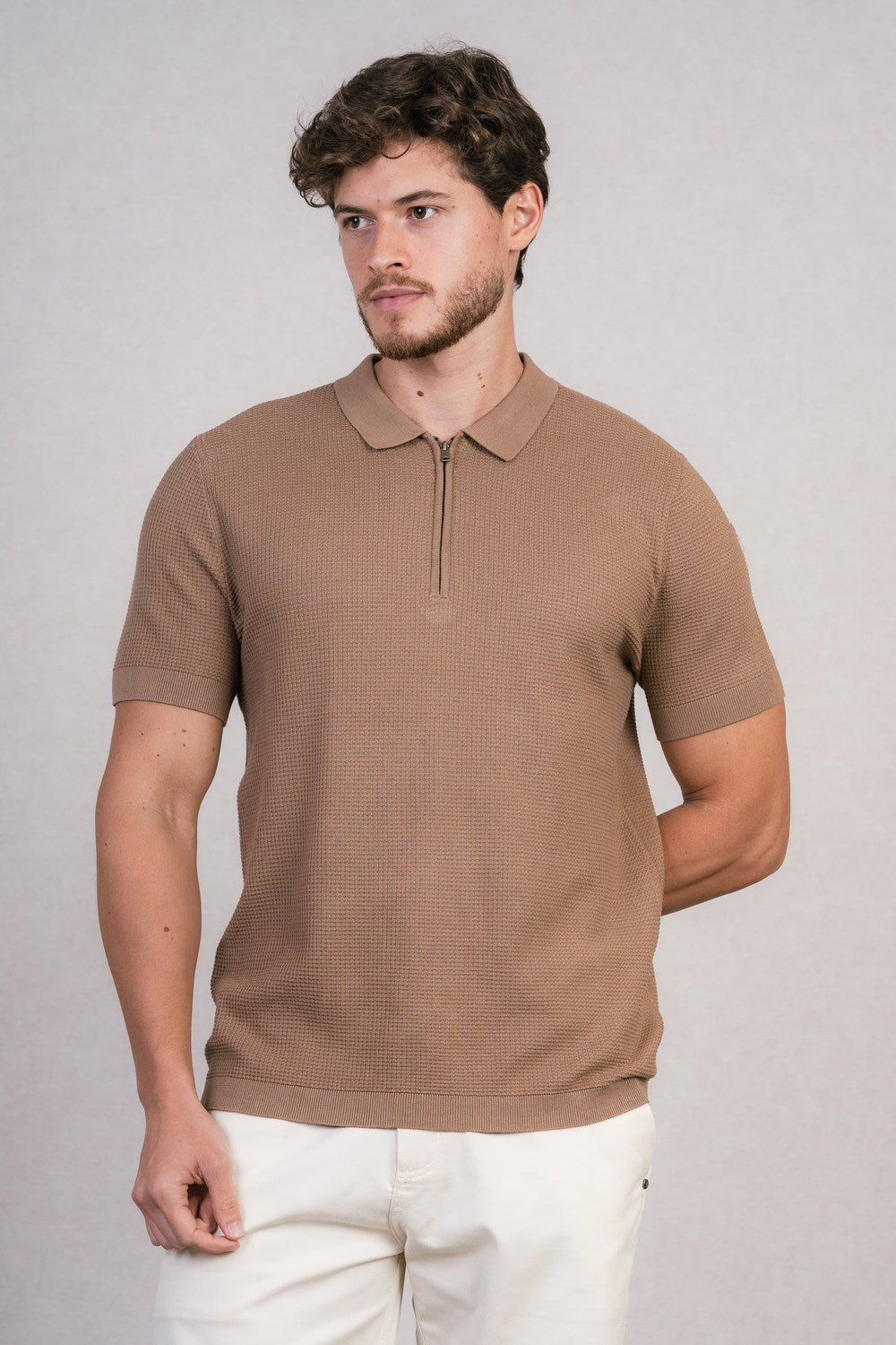 POLO TRICOT COM ZIPER
