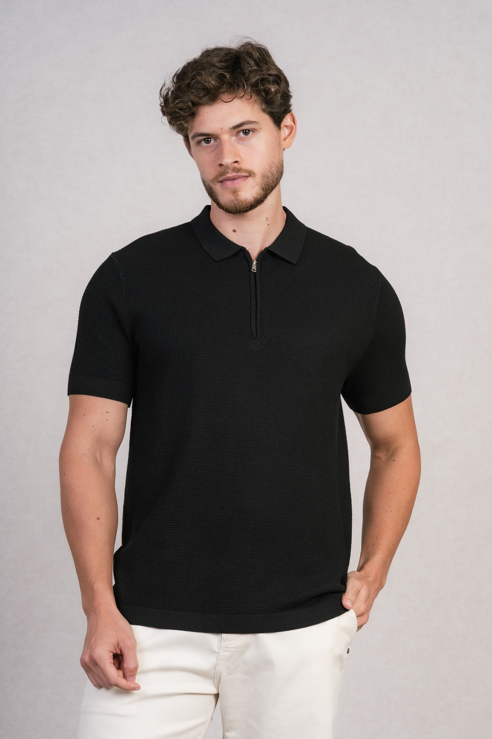POLO TRICOT COM ZIPER
