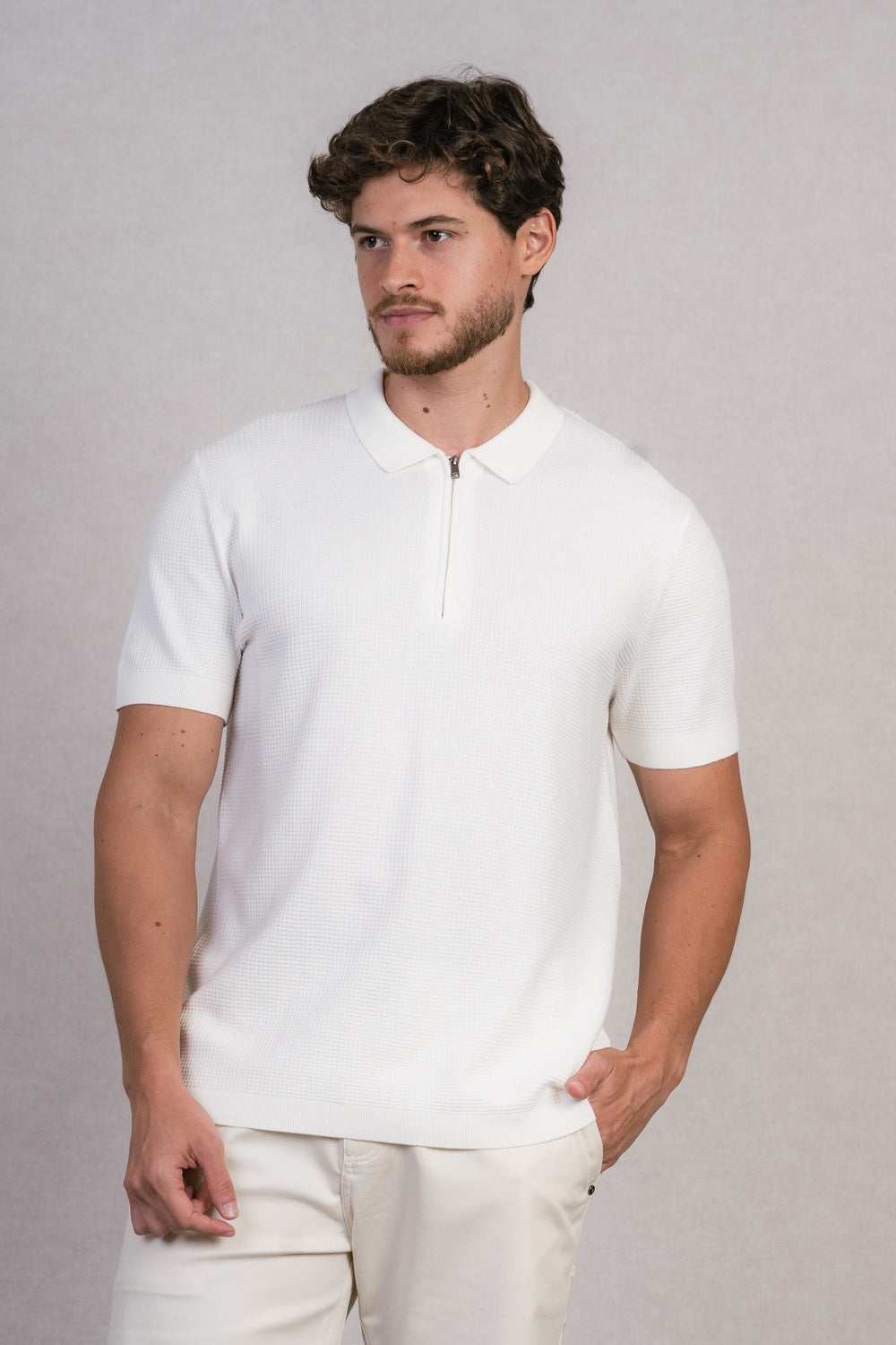 POLO TRICOT COM ZIPER