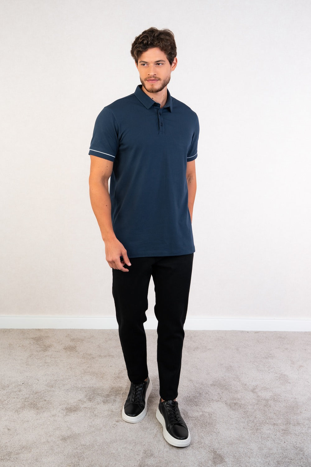 POLO EM COTTON COM CONTRASTE