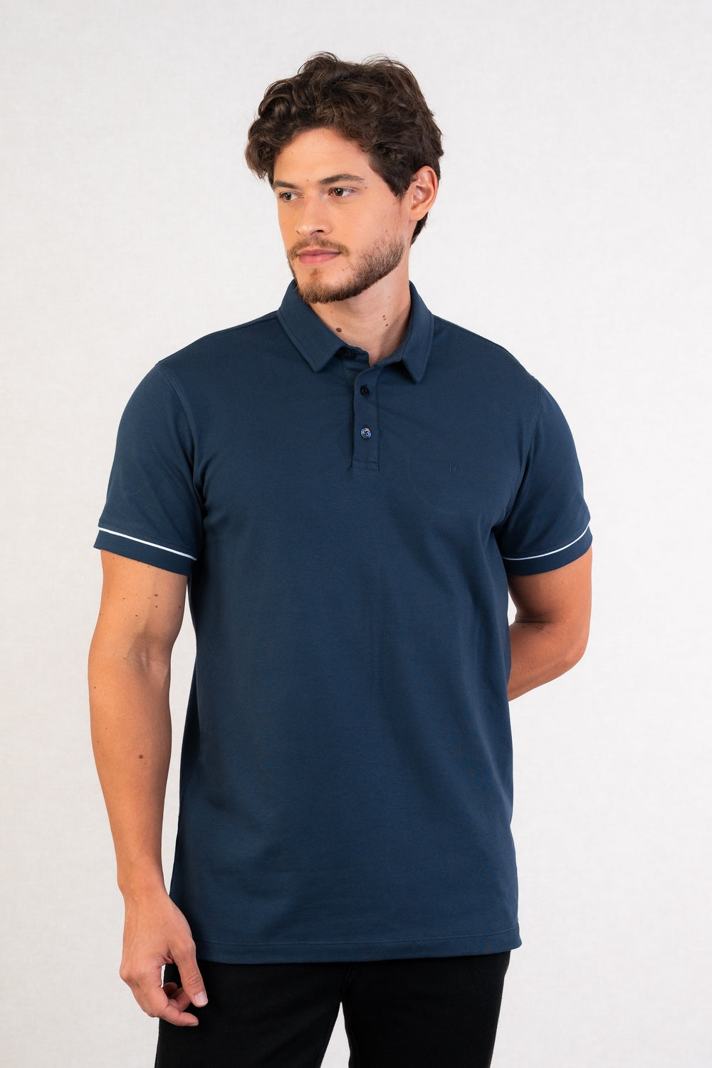 POLO EM COTTON COM CONTRASTE
