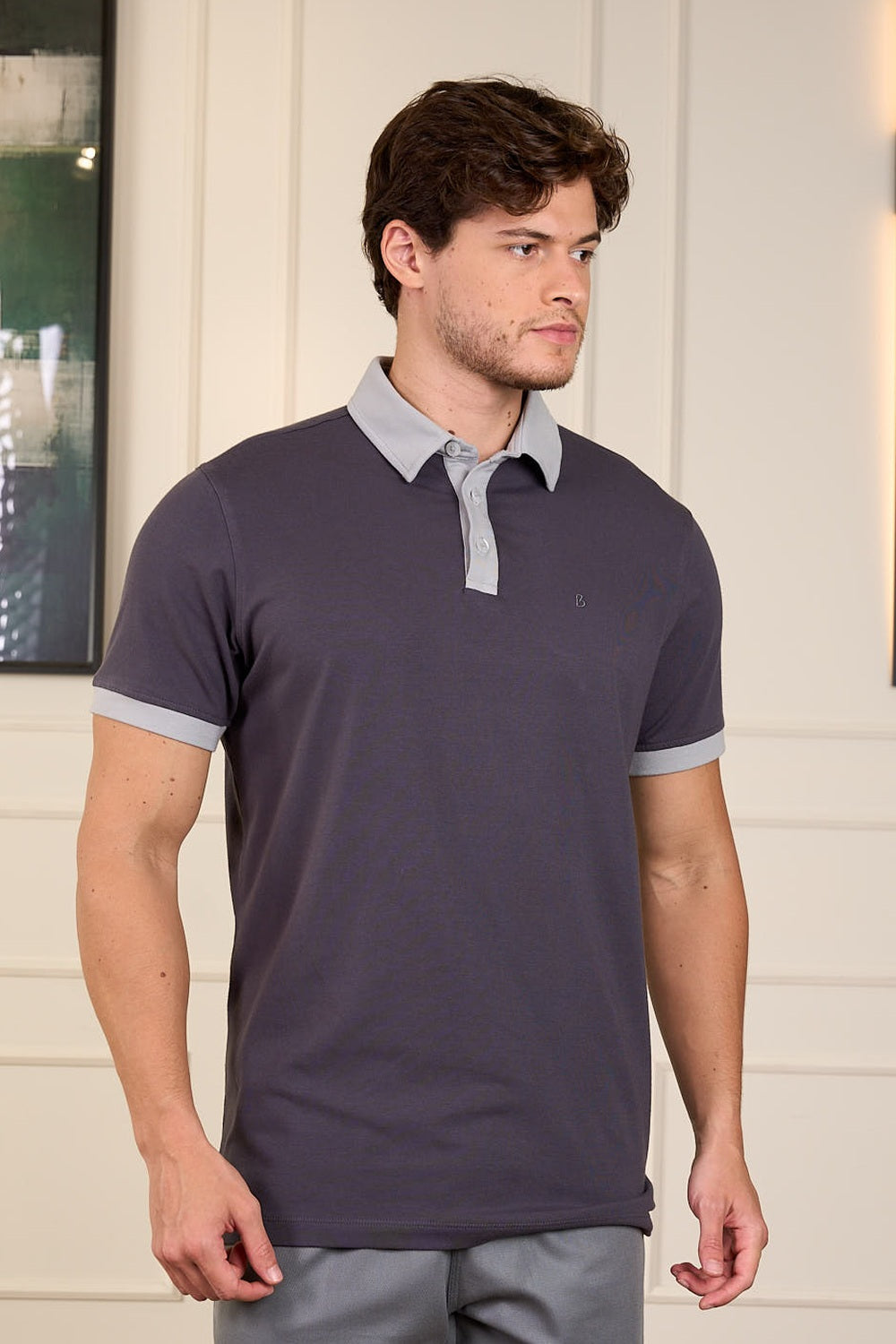POLO EM COTTON COM RECORTES-7701047