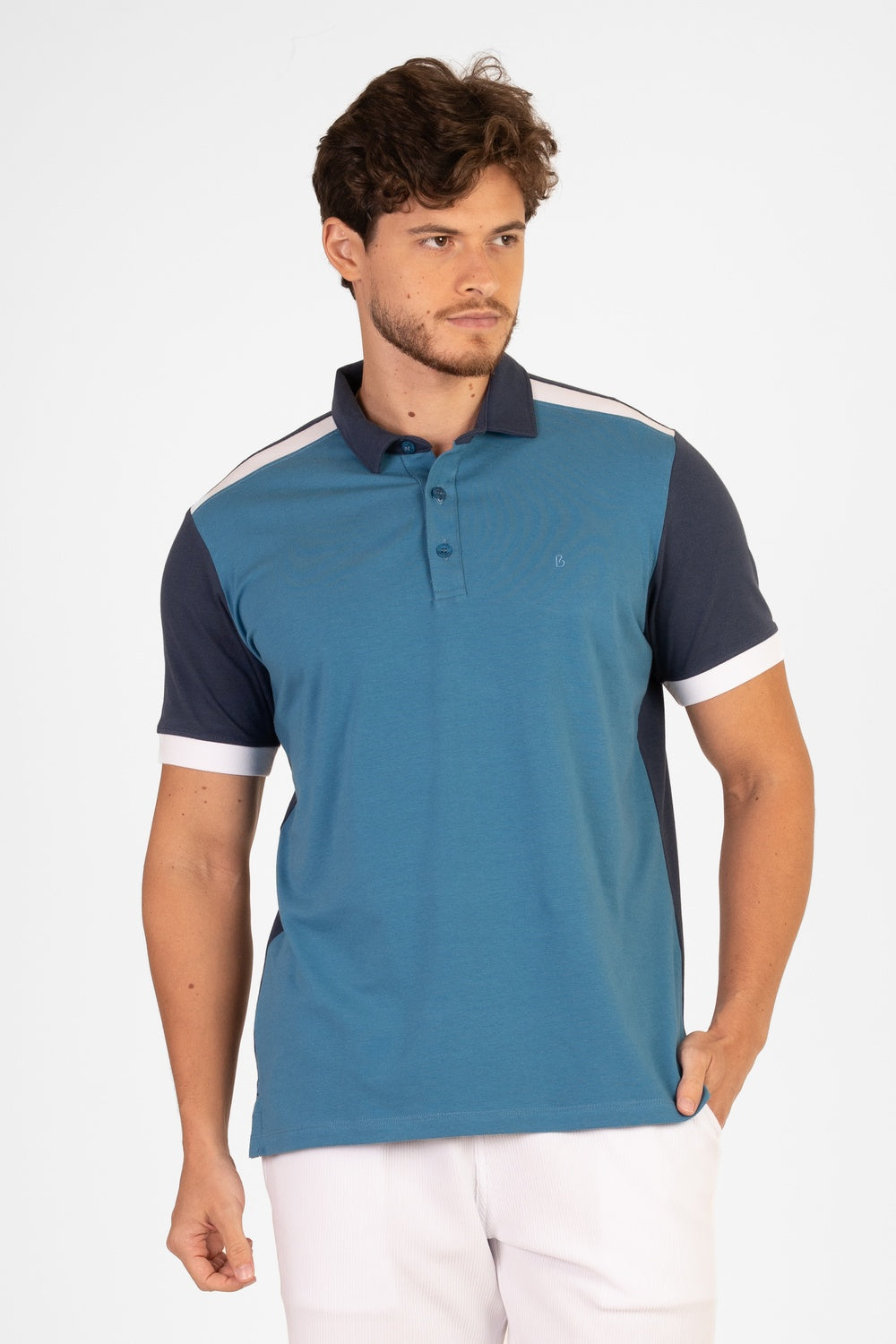 POLO EM COTTON COM RECORTE