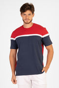 CAMISETA TRICOLOR EM COTTON COM RECORTE